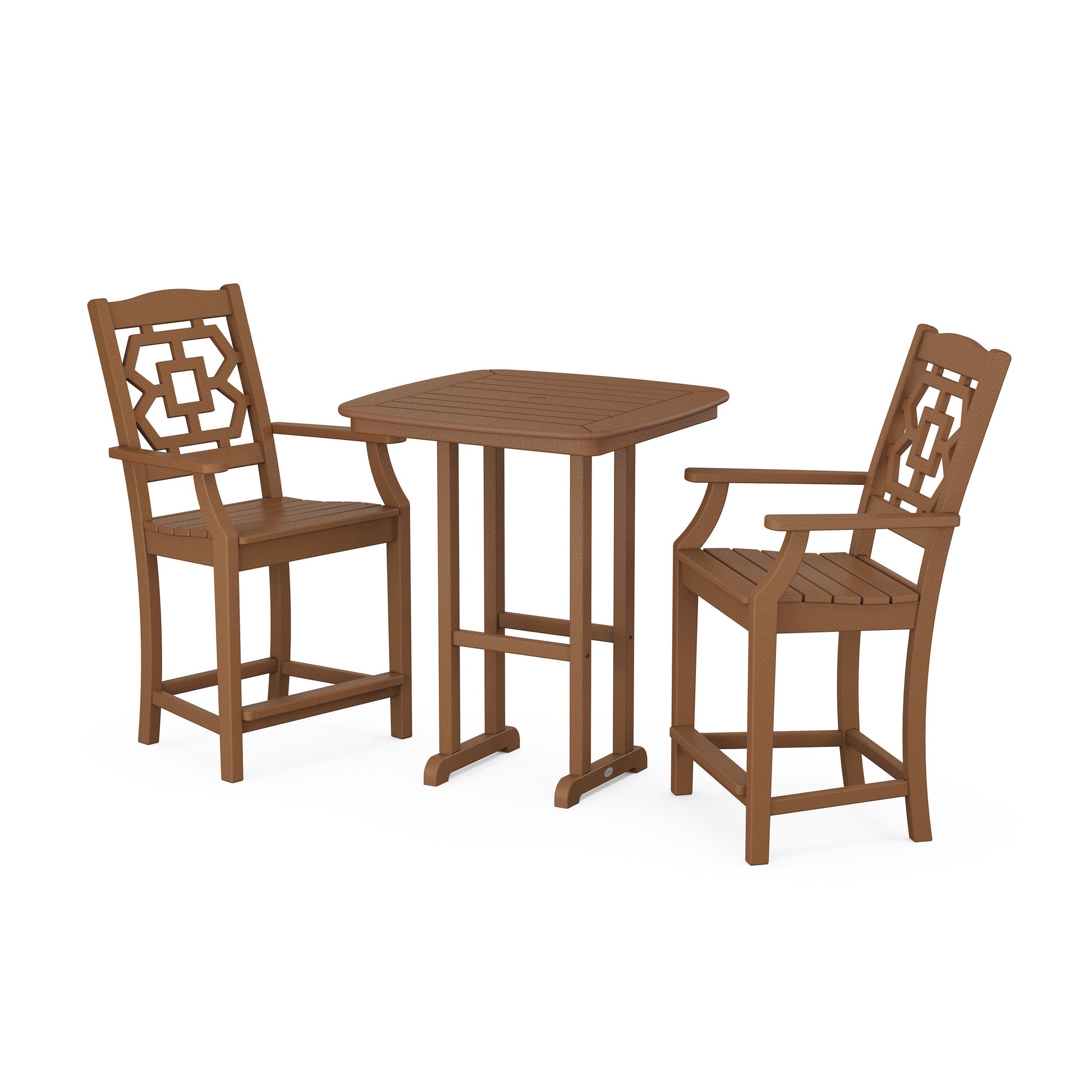 POLYWOOD Chinoiserie 3-Piece Counter Set — Teak