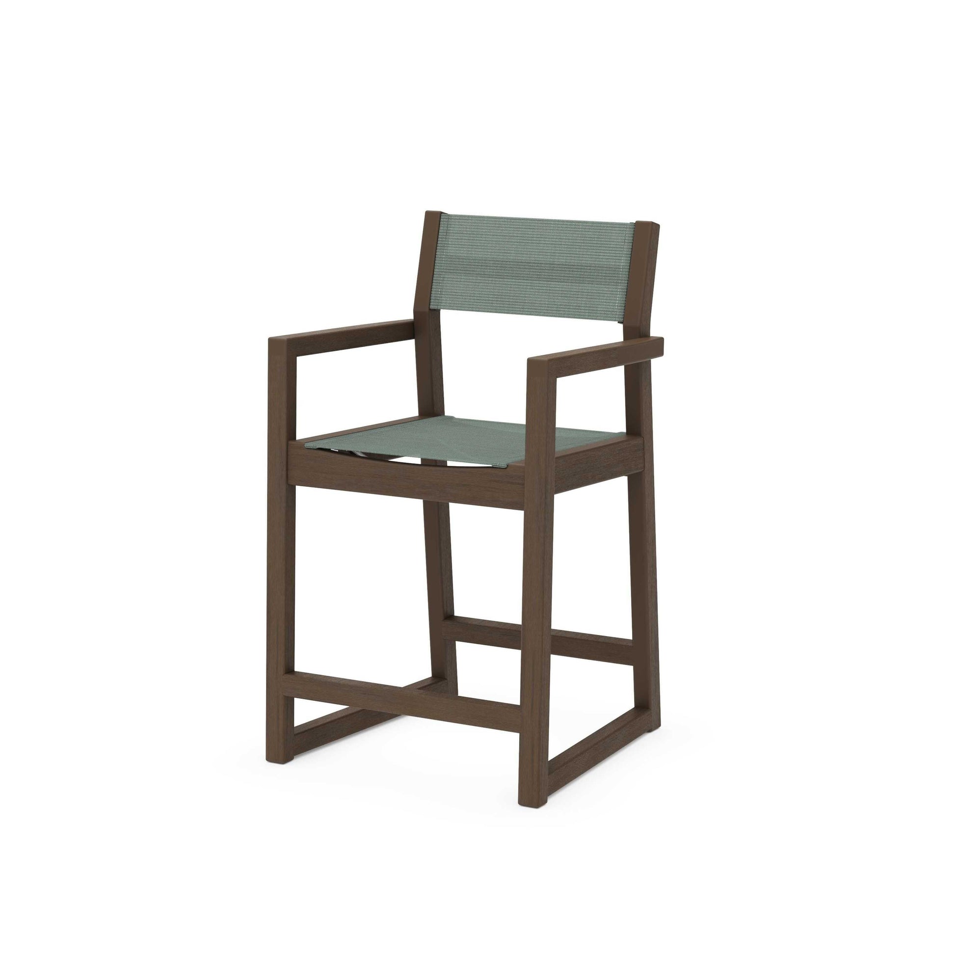 POLYWOOD EDGE Sling Counter Arm Chair — Kona / Dupioni Sea Mist Sling