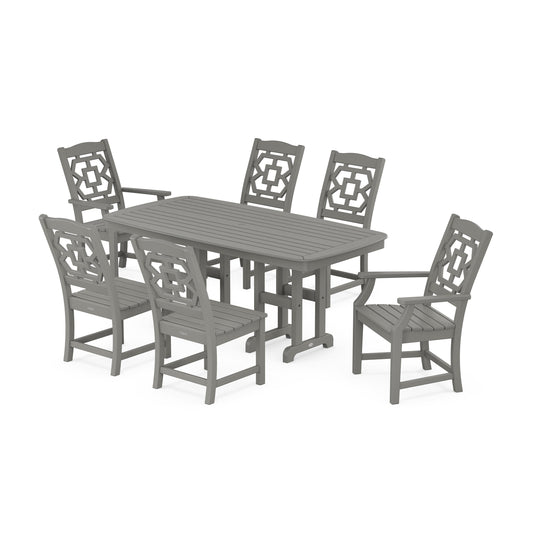 POLYWOOD Chinoiserie 7-Piece Dining Set — Slate Grey