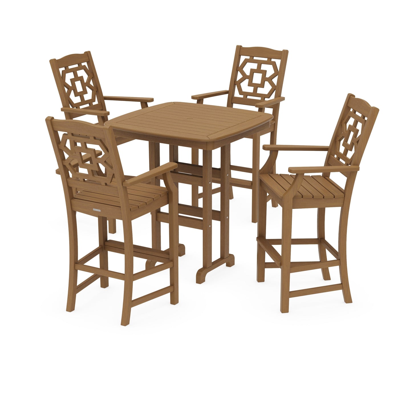 POLYWOOD Chinoiserie 5-Piece Bar Set — Natural