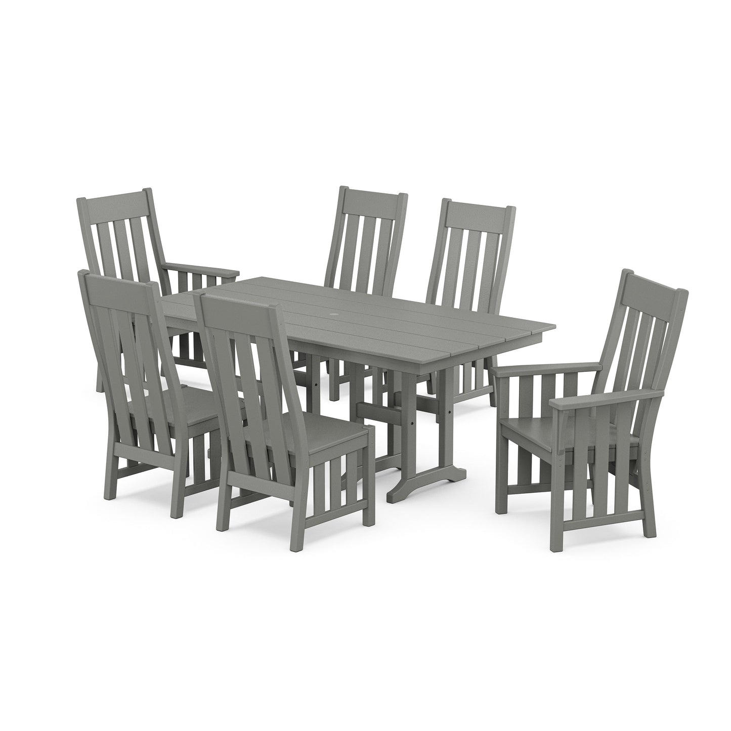 POLYWOOD Acadia 7-Piece Farmhouse Dining Set — Slate Grey