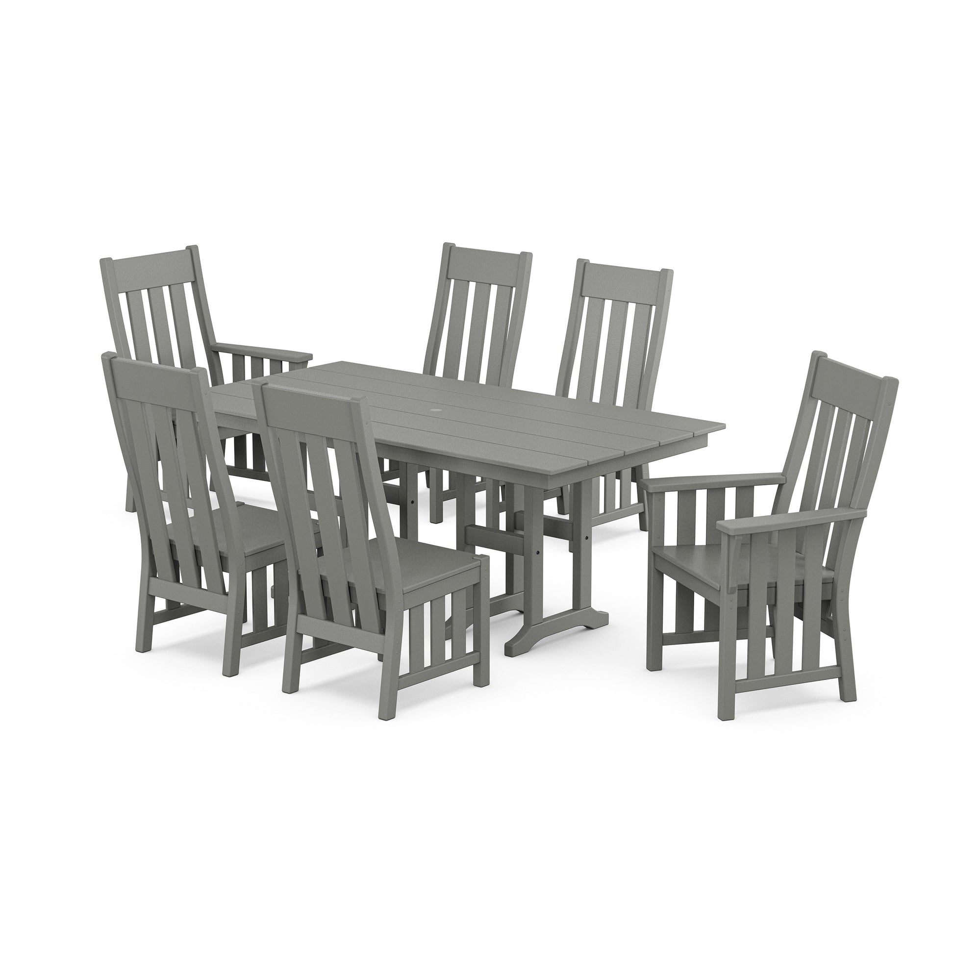 POLYWOOD Acadia 7-Piece Farmhouse Dining Set — Slate Grey