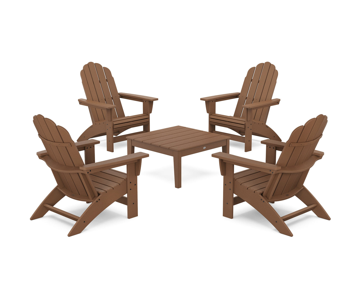 POLYWOOD 5-Piece Vineyard Grand Adirondack Chair Conversation Group — Teak