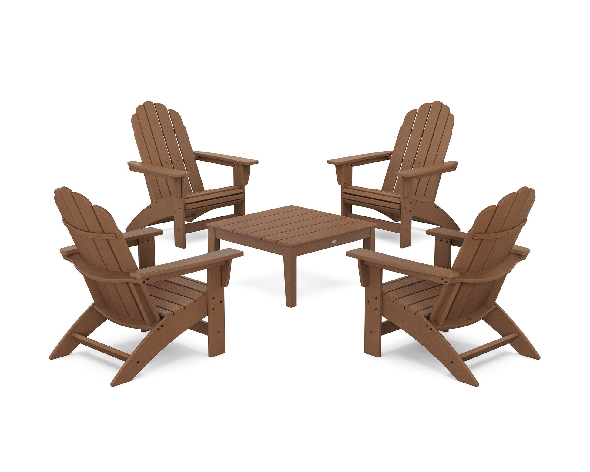 POLYWOOD 5-Piece Vineyard Grand Adirondack Chair Conversation Group — Teak