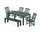 POLYWOOD Braxton 6-Piece Parsons Dining Set with Bench — Green