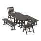 POLYWOOD Vineyard Folding Chair 6-Piece Dining Set with Benches — Vintage Coffee