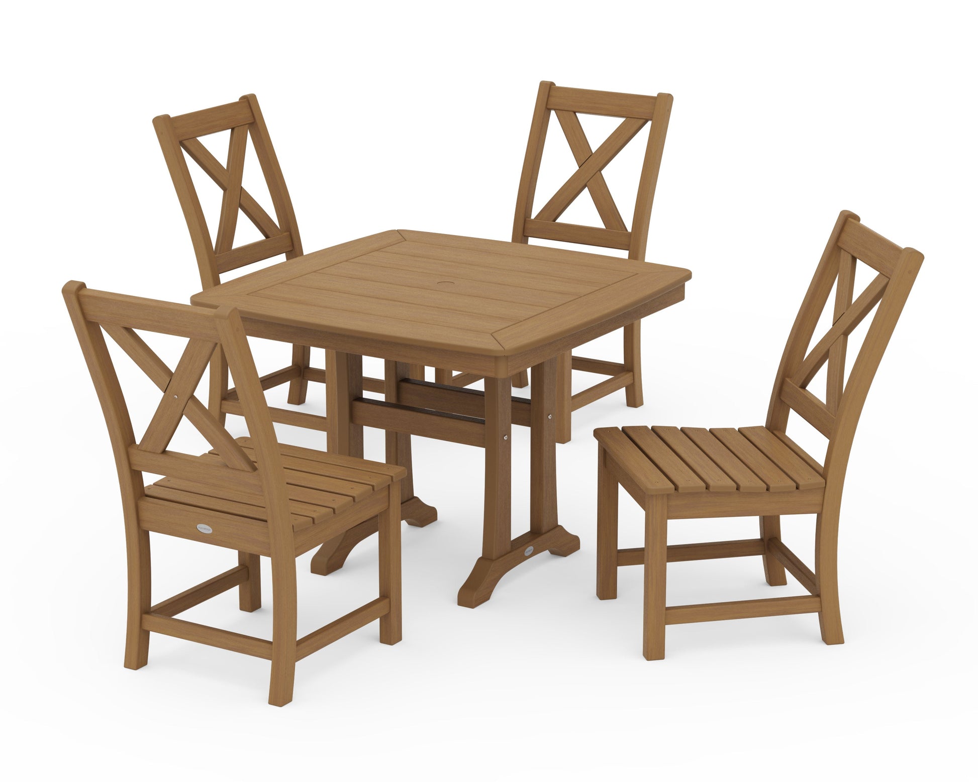 POLYWOOD Braxton Side Chair 5-Piece Dining Set with Trestle Legs — Natural