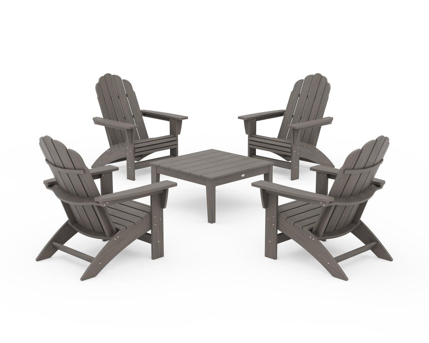 POLYWOOD 5-Piece Vineyard Grand Adirondack Chair Conversation Group — Driftwood