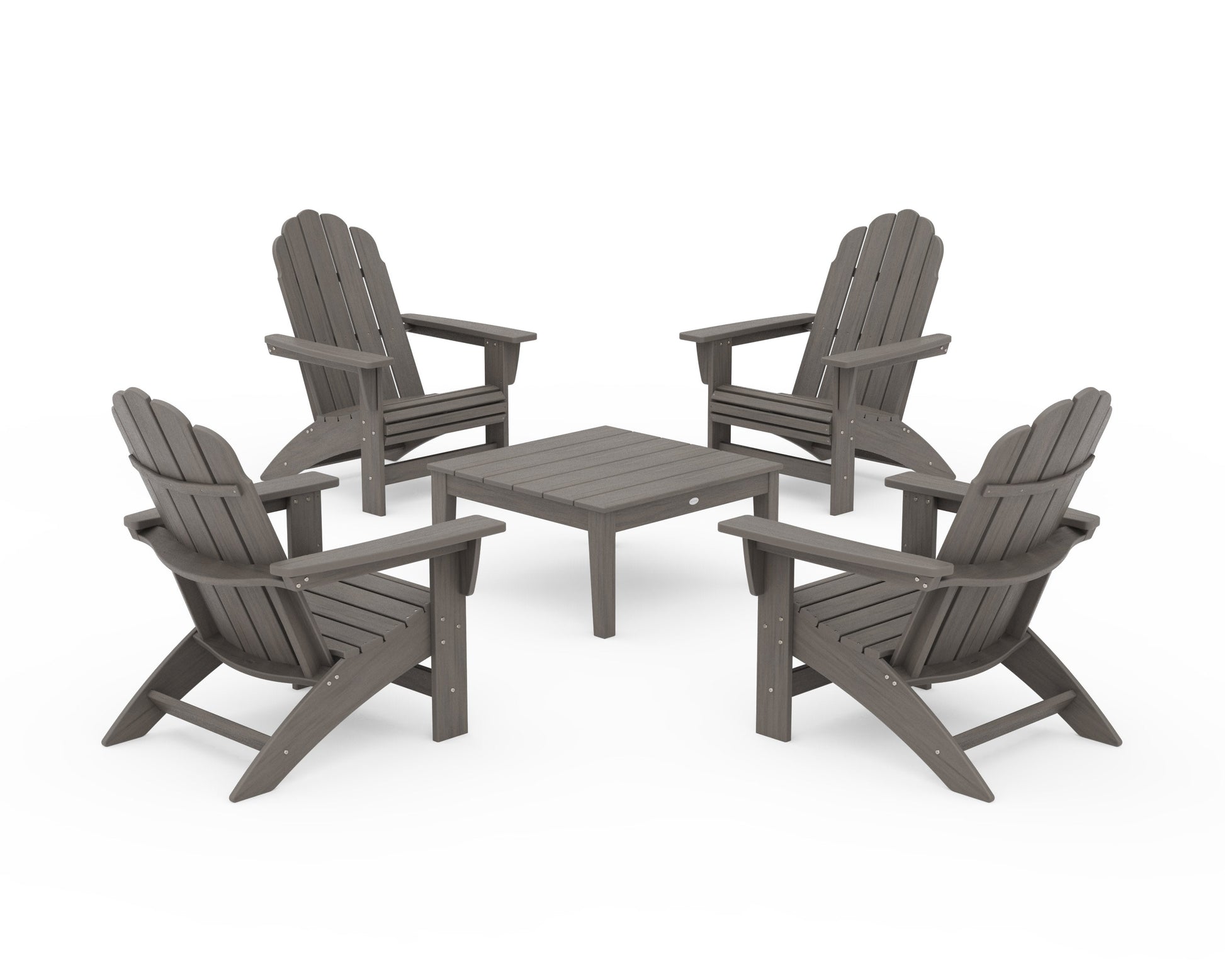 POLYWOOD 5-Piece Vineyard Grand Adirondack Chair Conversation Group — Driftwood