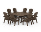POLYWOOD Nautical Curveback Adirondack 9-Piece Square Dining Set with Trestle Legs — Kona