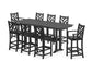 POLYWOOD Chippendale 9-Piece Farmhouse Bar Set with Trestle Legs — Black