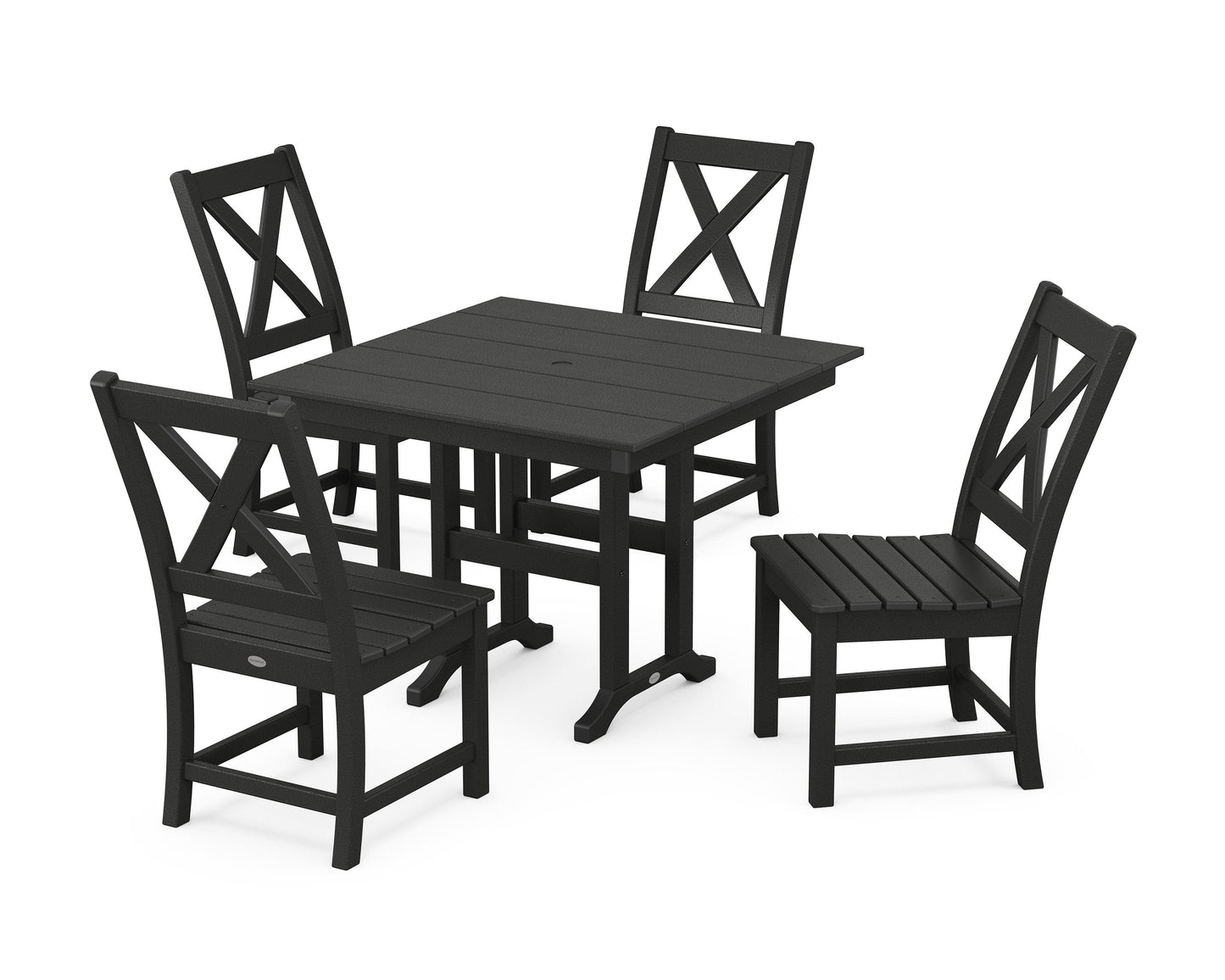 POLYWOOD Braxton Side Chair 5-Piece Farmhouse Dining Set — Black