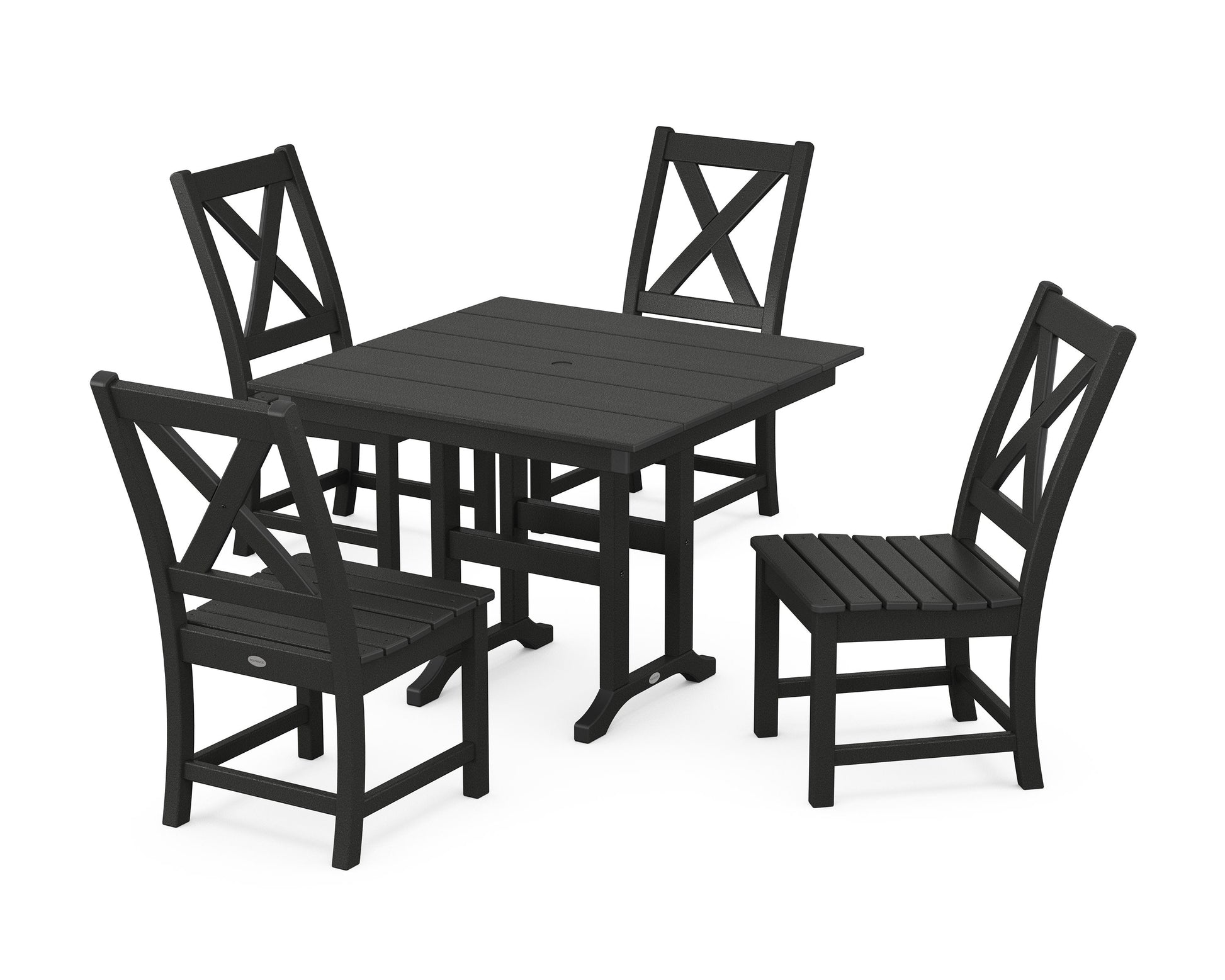 POLYWOOD Braxton Side Chair 5-Piece Farmhouse Dining Set — Black