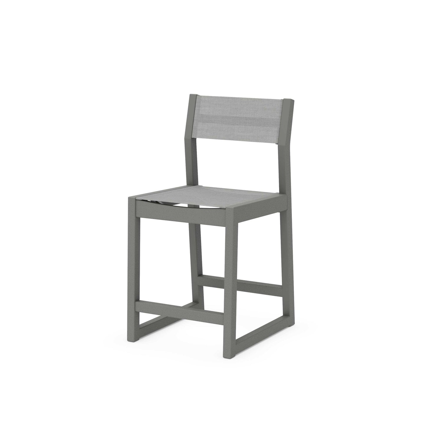 POLYWOOD EDGE Sling Counter Side Chair — Slate Grey / Metallic Sling