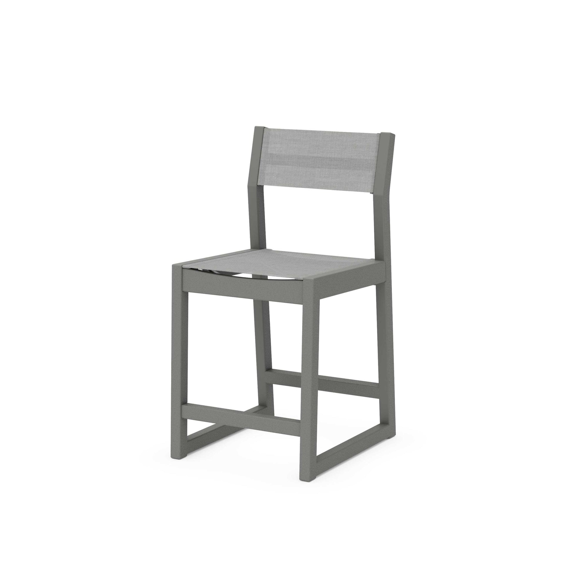 POLYWOOD EDGE Sling Counter Side Chair — Slate Grey / Metallic Sling
