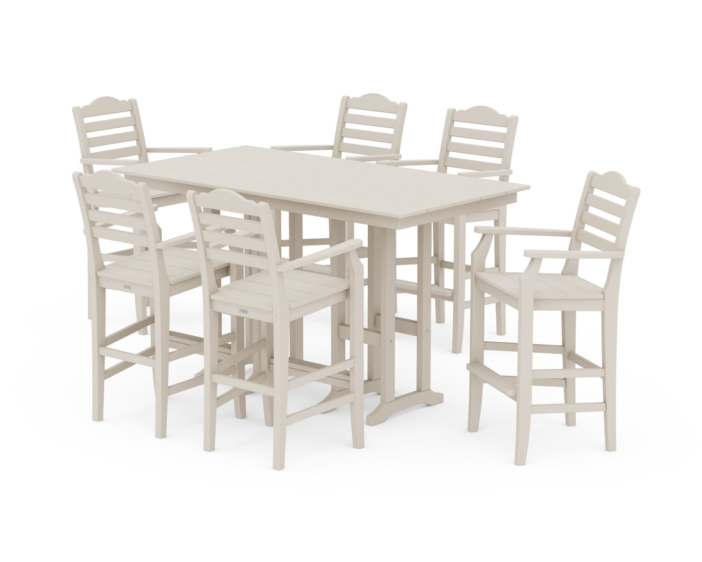 POLYWOOD Savannah Arm Chair 7-Piece Farmhouse Bar Set — Sand