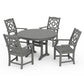 POLYWOOD Chinoiserie 5-Piece Round Dining Set with Trestle Legs — Slate Grey