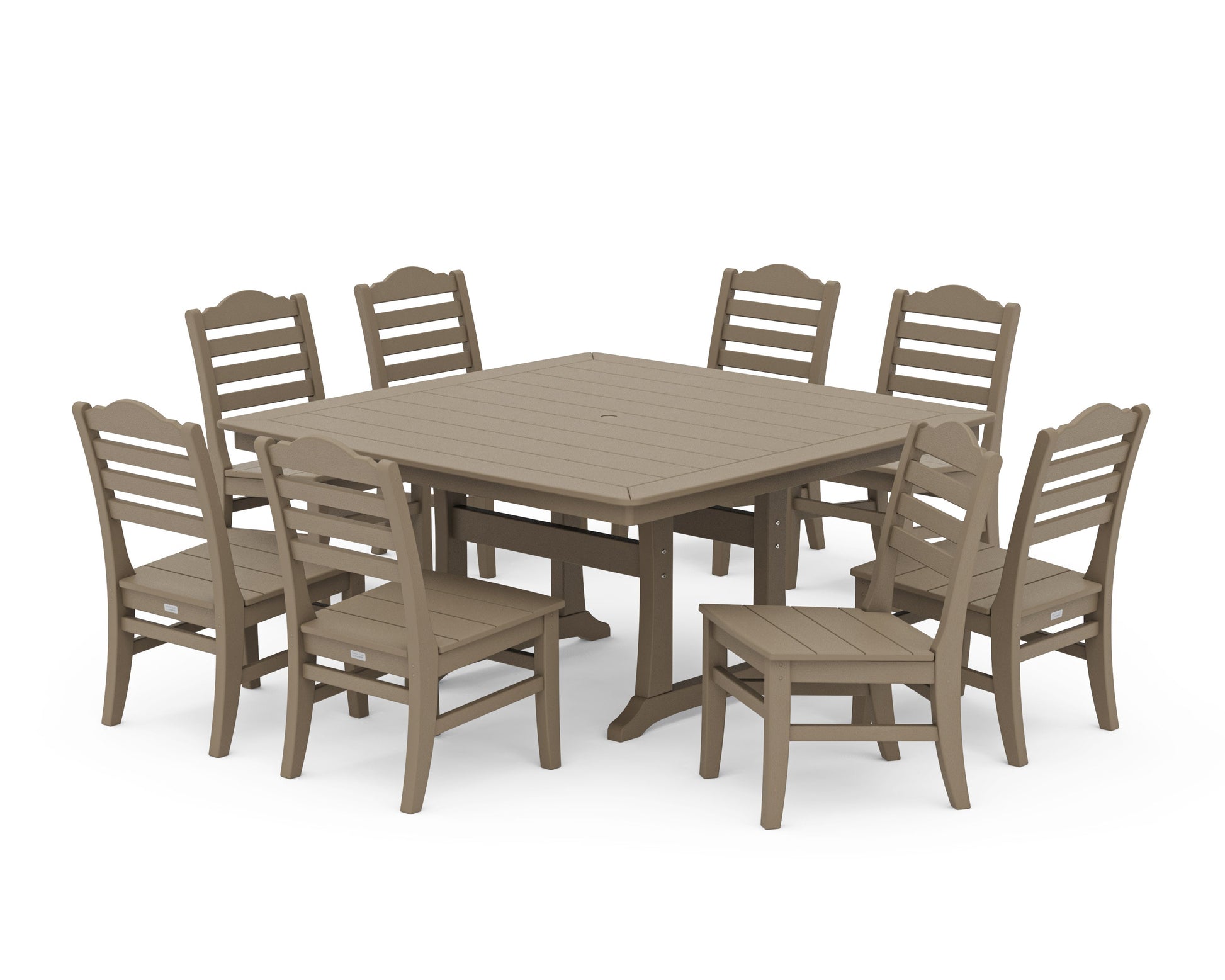 POLYWOOD Savannah Side Chair 9-Piece Square Dining Set with Trestle Legs — Vintage Sahara