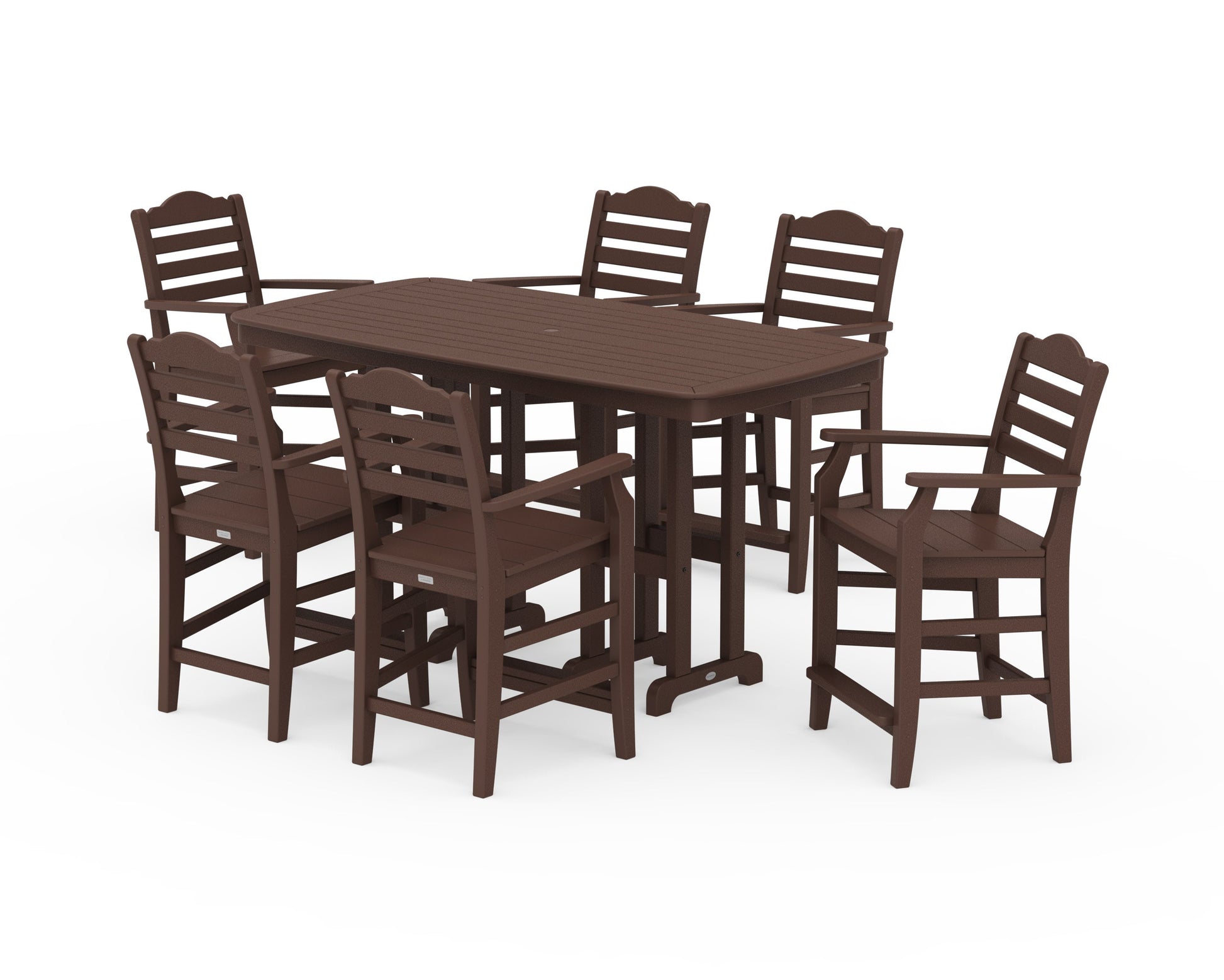 POLYWOOD Savannah Arm Chair 7-Piece Counter Set — Mahogany