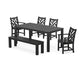 POLYWOOD Chippendale 6-Piece Parsons Dining Set with Bench — Black