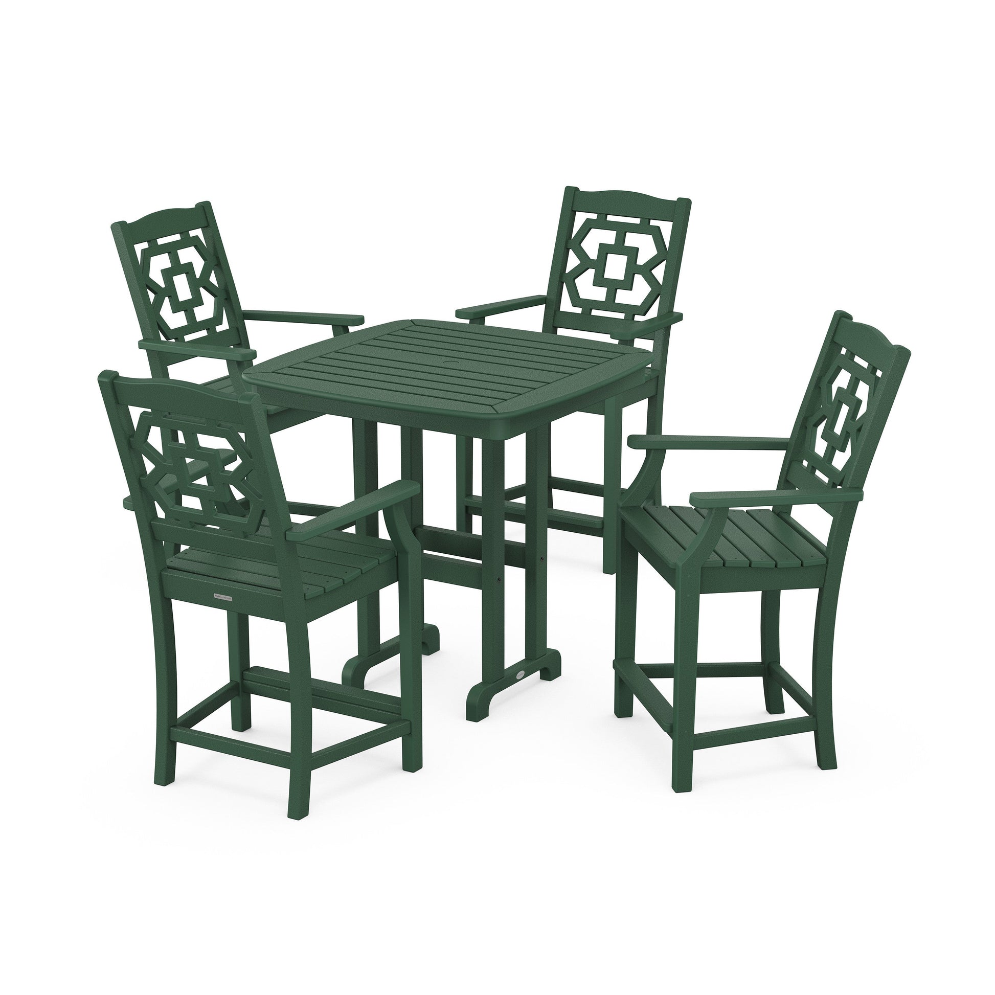 POLYWOOD Chinoiserie 5-Piece Counter Set — Green