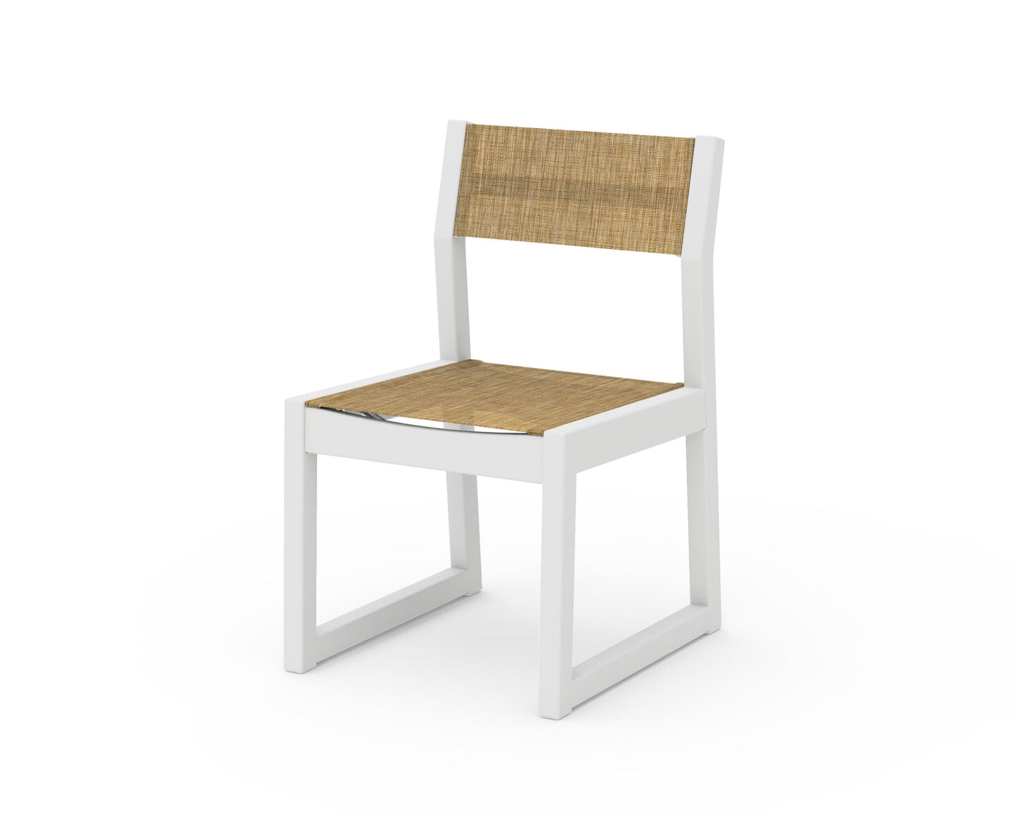 POLYWOOD EDGE Sling Dining Side Chair — White / Burlap Sling