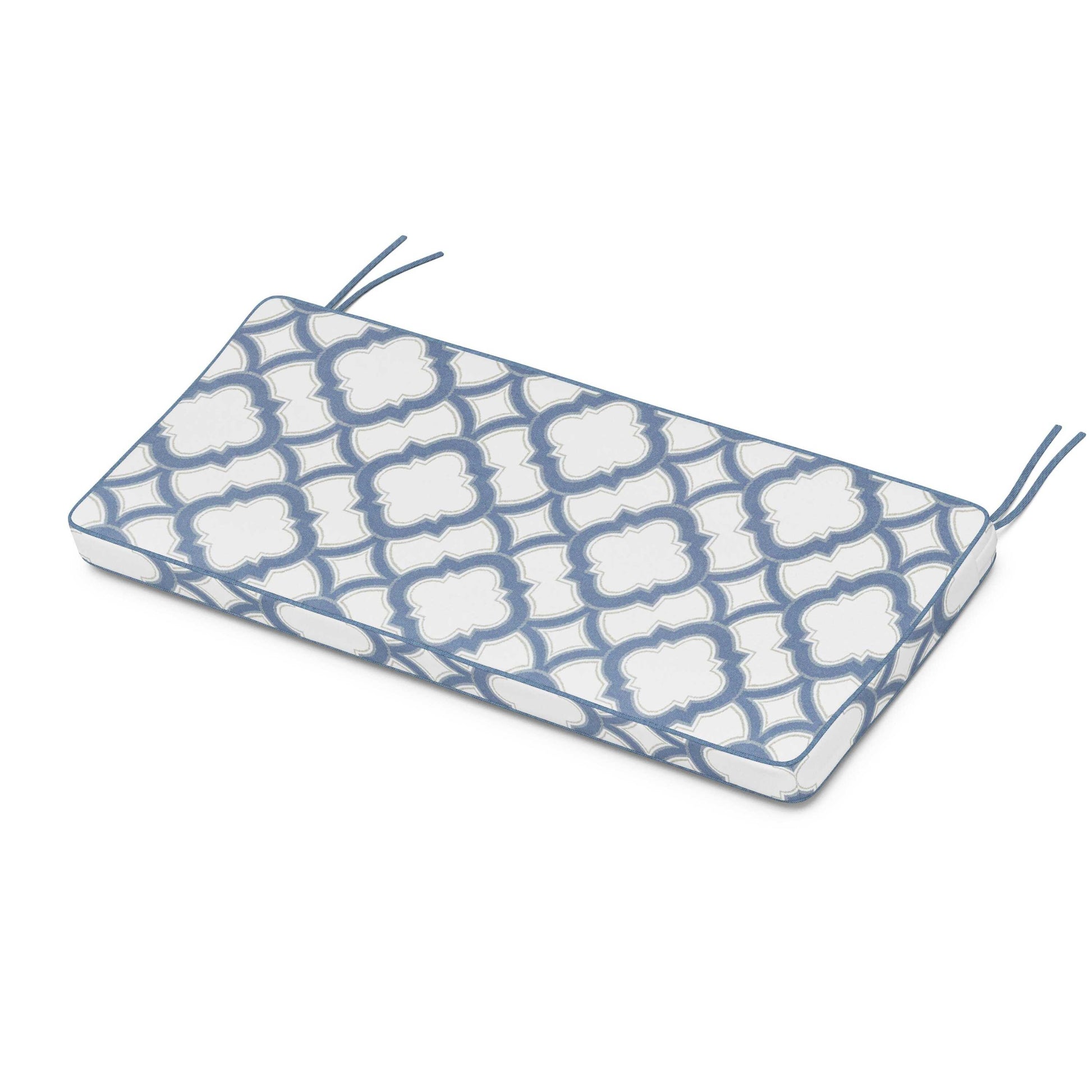 POLYWOOD Chinoiserie Bench Seat Cushion — Trellis Sky Blue