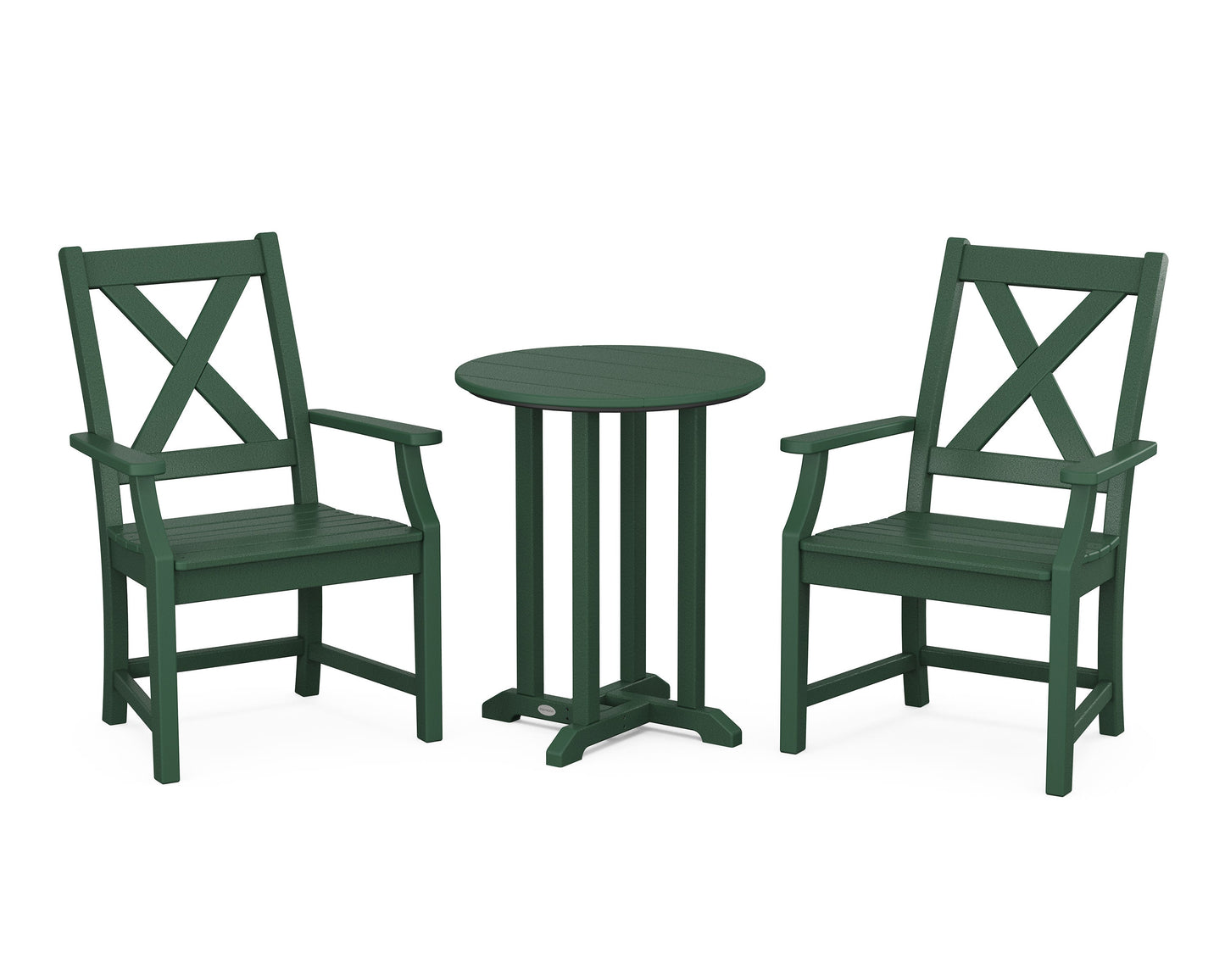 POLYWOOD Braxton 3-Piece Round Bistro Dining Set — Green