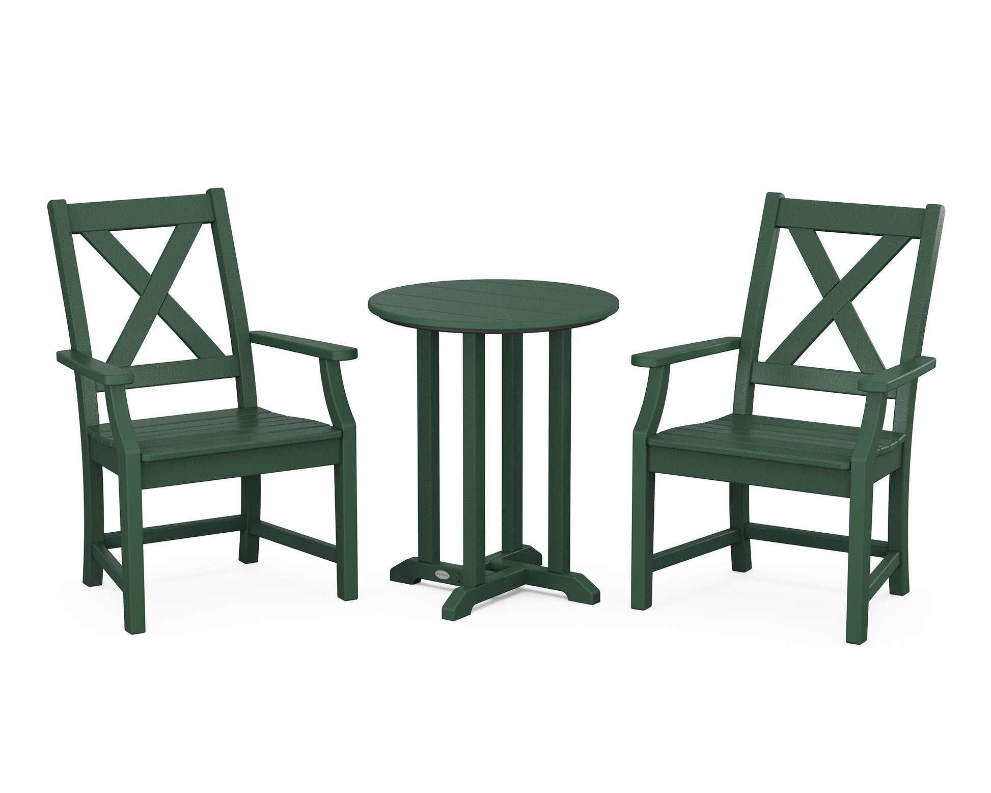 POLYWOOD Braxton 3-Piece Round Bistro Dining Set — Green
