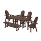 POLYWOOD Vineyard Curveback Adirondack Chair 6-Piece Dining Set with Bench — Mahogany