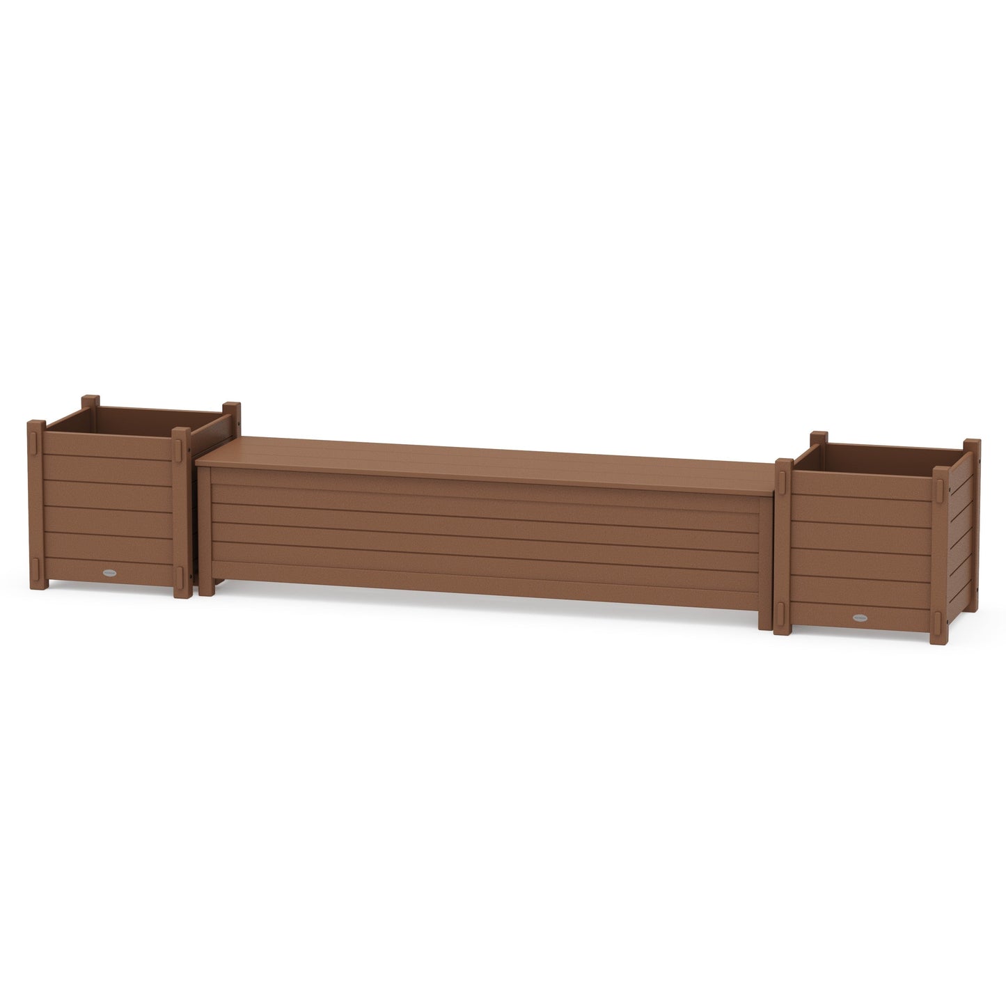 POLYWOOD 72" Nautical Straight Planter Storage Bench Set- Large — Teak