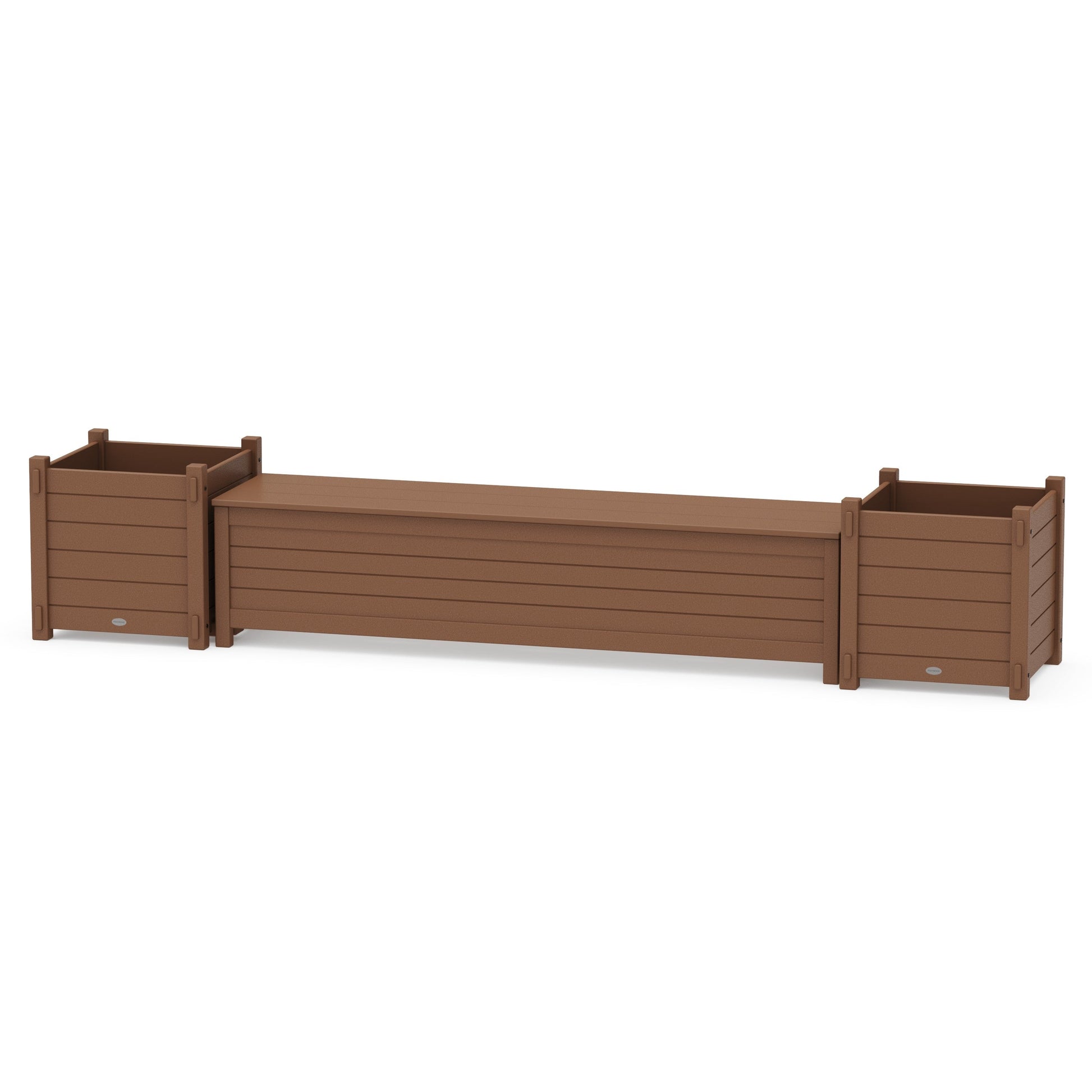 POLYWOOD 72" Nautical Straight Planter Storage Bench Set- Large — Teak