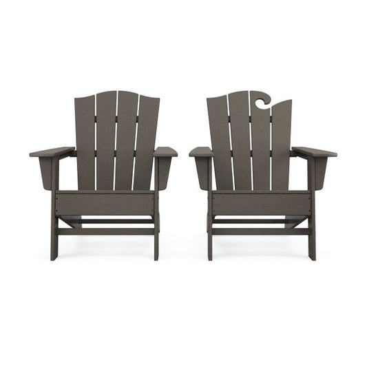 POLYWOOD Wave 2-Piece Adirondack Chair Set with The Crest Chair in Vintage Finish FREE SHIPPING