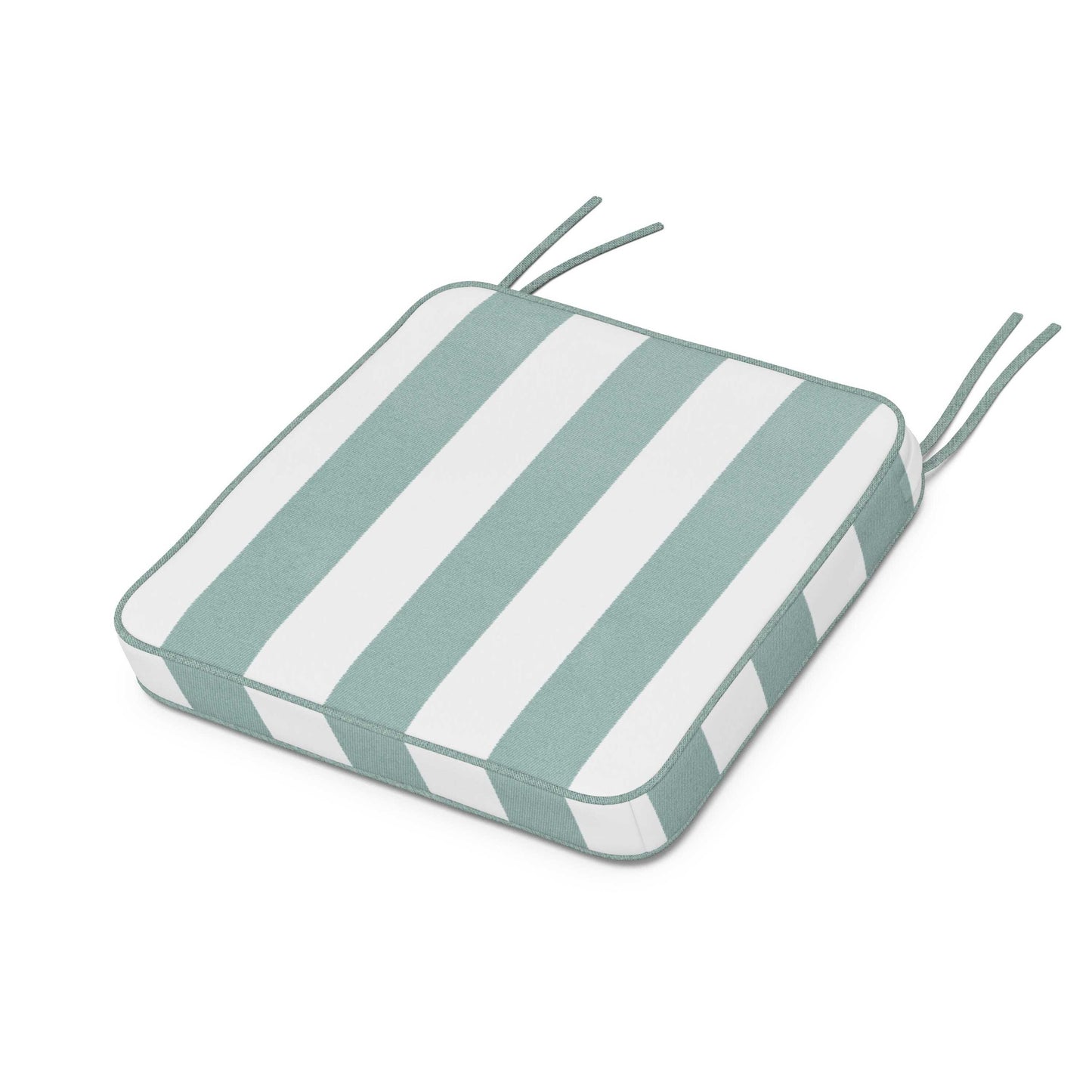 POLYWOOD Chinoiserie Side Chair Seat Cushion — Cabana Stripe Glacier Spa