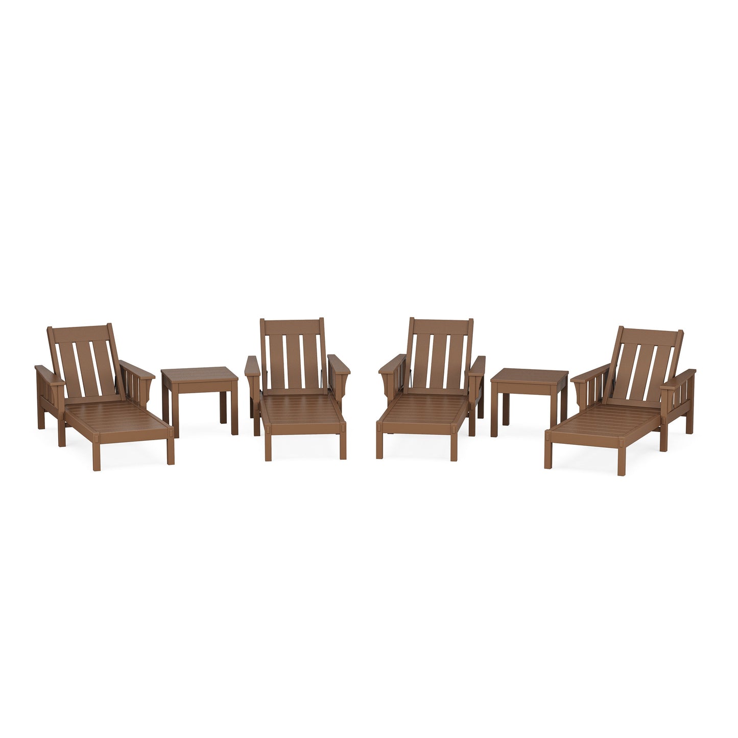 POLYWOOD Acadia 6-Piece Chaise Set — Teak