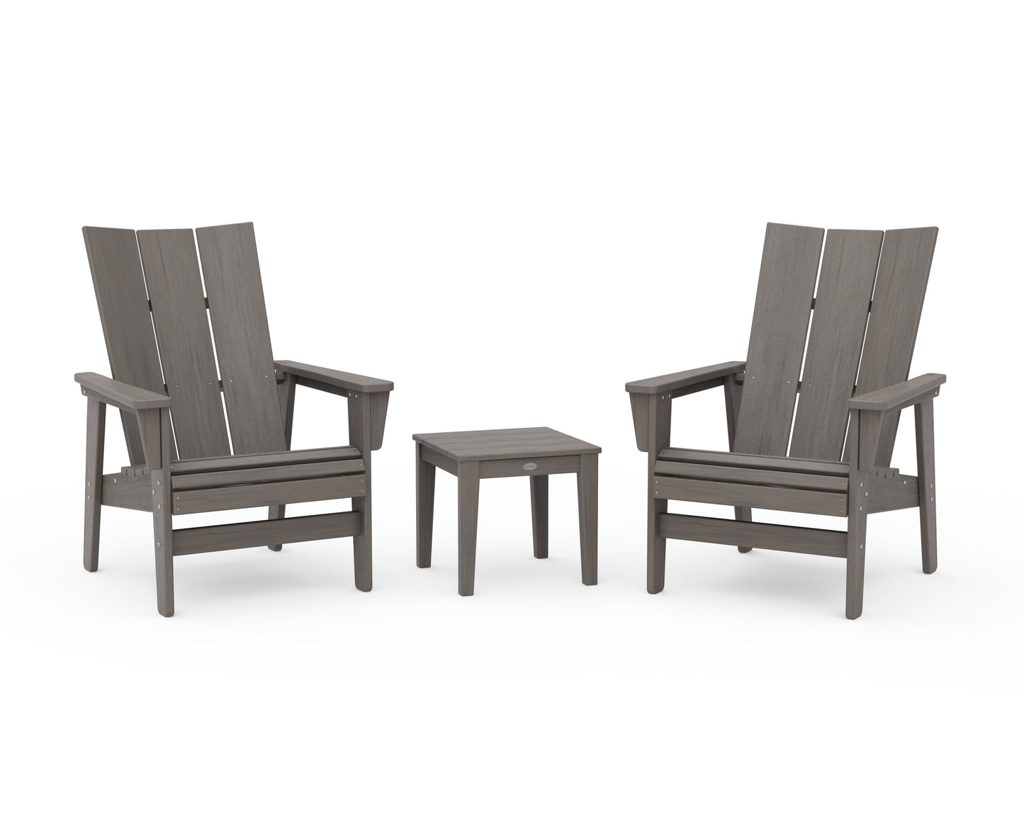 POLYWOOD 3-Piece Modern Grand Upright Adirondack Set — Driftwood