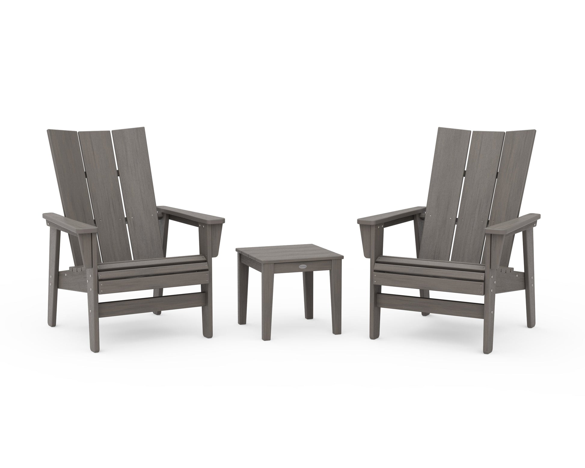 POLYWOOD 3-Piece Modern Grand Upright Adirondack Set — Driftwood