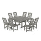 POLYWOOD Chinoiserie 9-Piece Square Side Chair Dining Set with Trestle Legs — Slate Grey