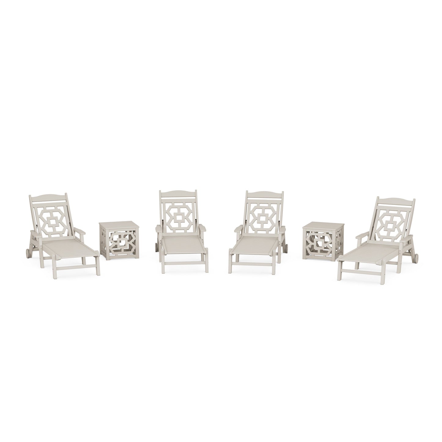 POLYWOOD Chinoiserie 6-Piece Chaise Set — Sand