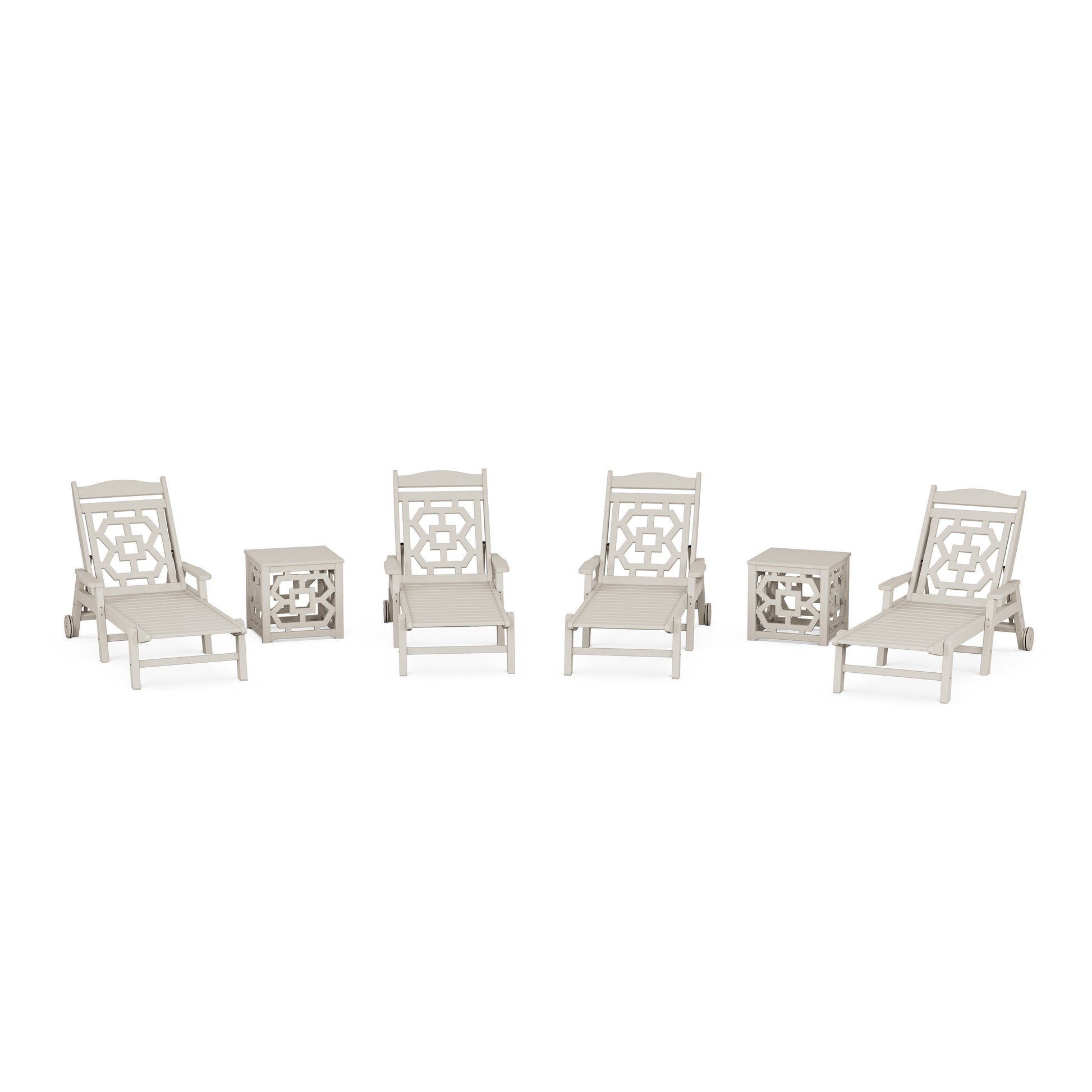 POLYWOOD Chinoiserie 6-Piece Chaise Set — Sand