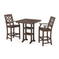 POLYWOOD Chinoiserie 3-Piece Farmhouse Bar Set with Trestle Legs — Mahogany