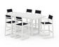 POLYWOOD EDGE Sling 7-Piece Bar Table Set — White / Black Sling