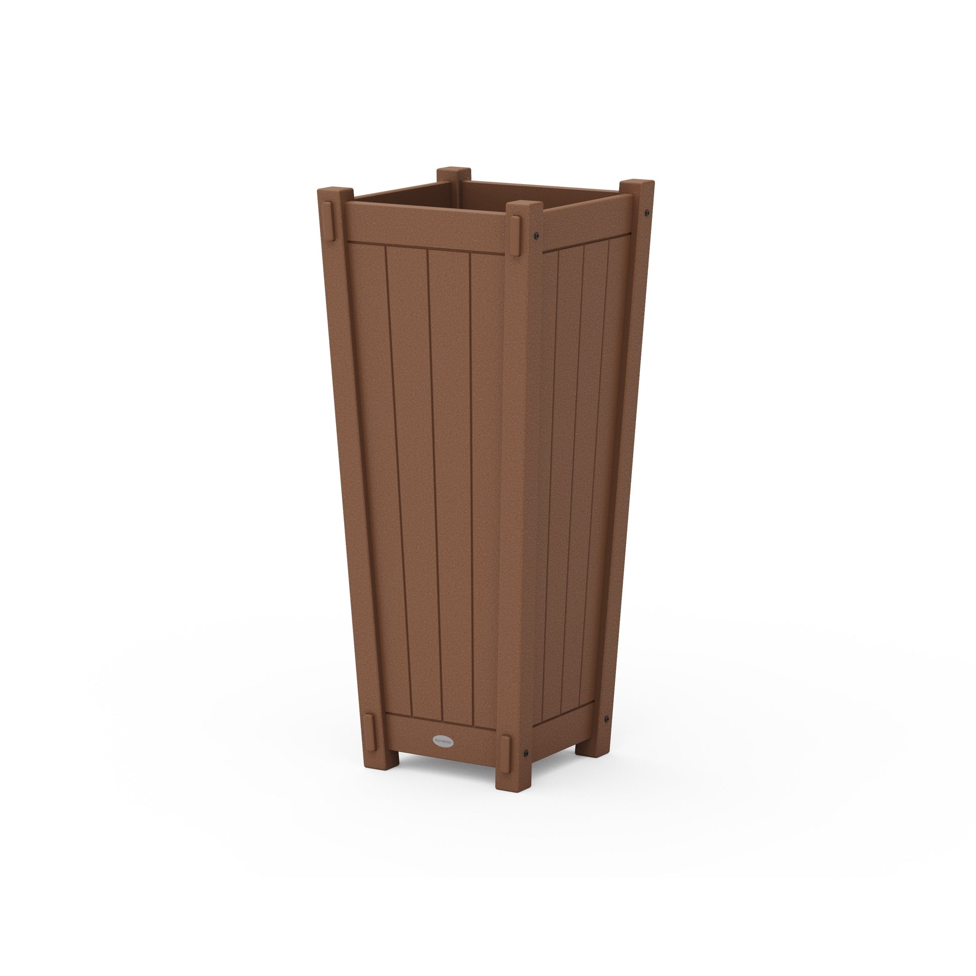 POLYWOOD Vineyard Tapered Square Tall Planter Box — Teak