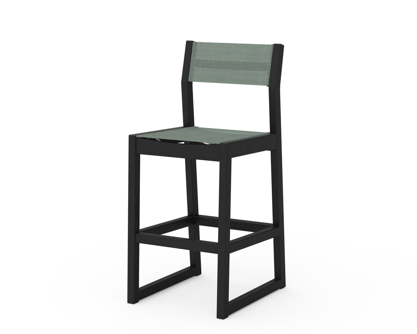 POLYWOOD EDGE Sling Bar Side Chair — Black / Dupioni Sea Mist Sling