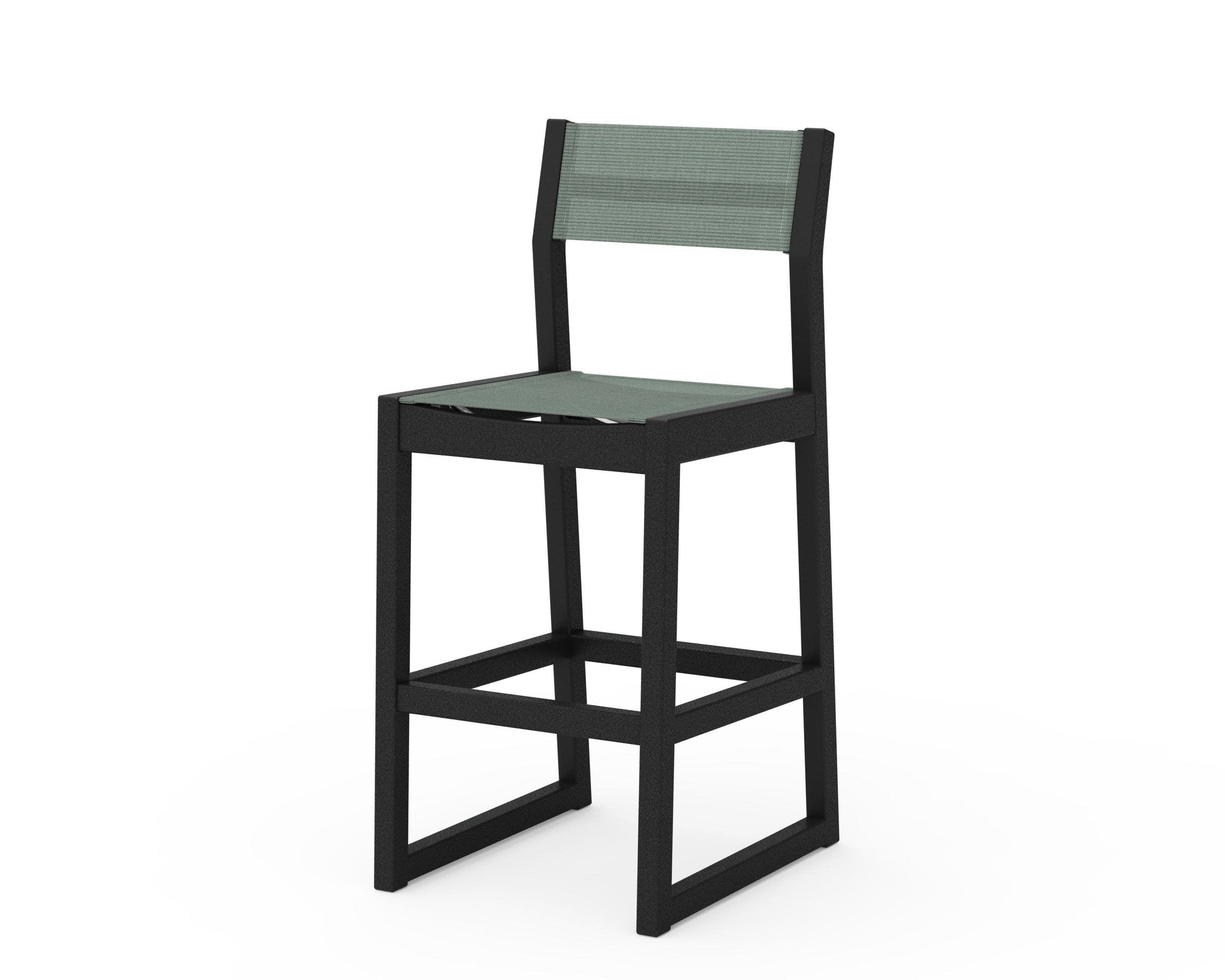 POLYWOOD EDGE Sling Bar Side Chair — Black / Dupioni Sea Mist Sling