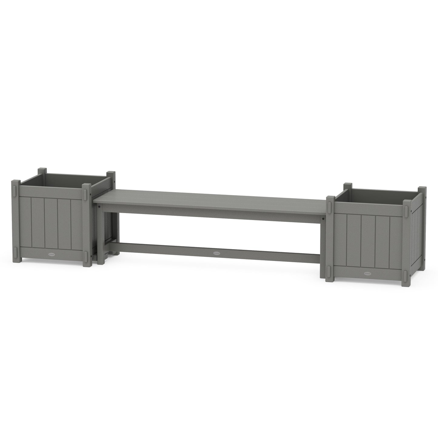 POLYWOOD 60" Vineyard Straight Planter Bench Set - Large — Slate Grey
