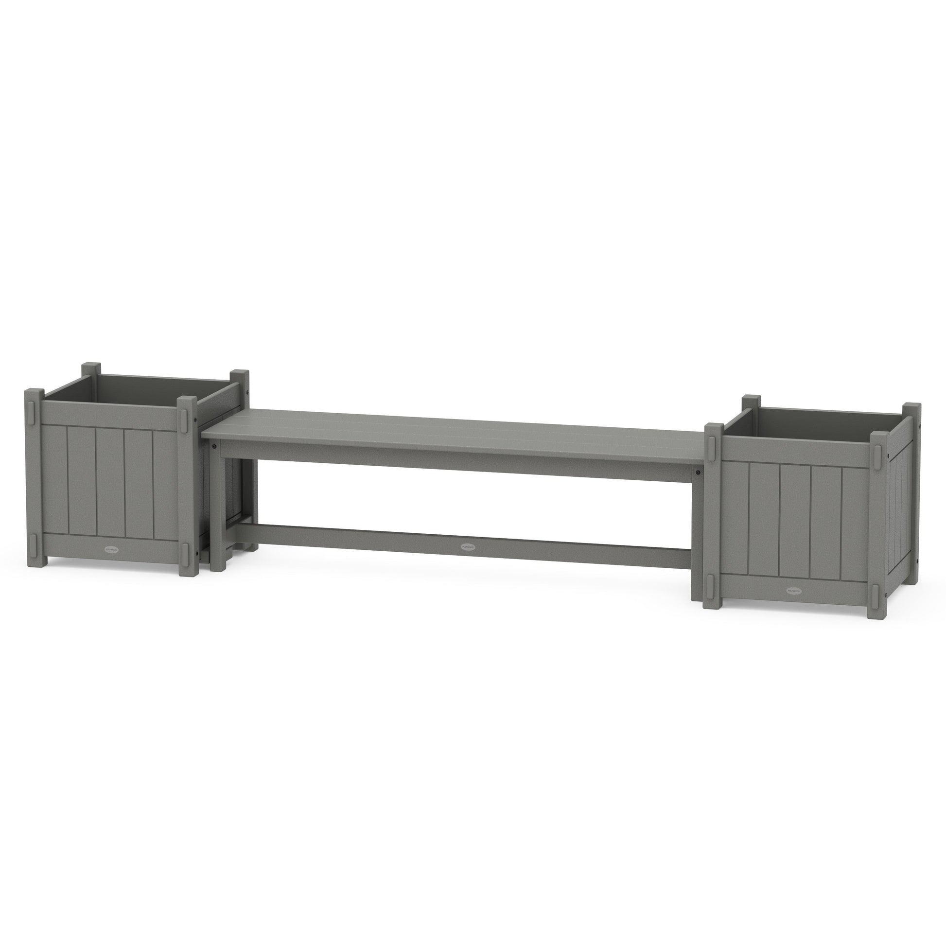 POLYWOOD 60" Vineyard Straight Planter Bench Set - Large — Slate Grey