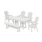 POLYWOOD Nautical Curveback Adirondack 6-Piece Dining Set with Bench — Vintage White