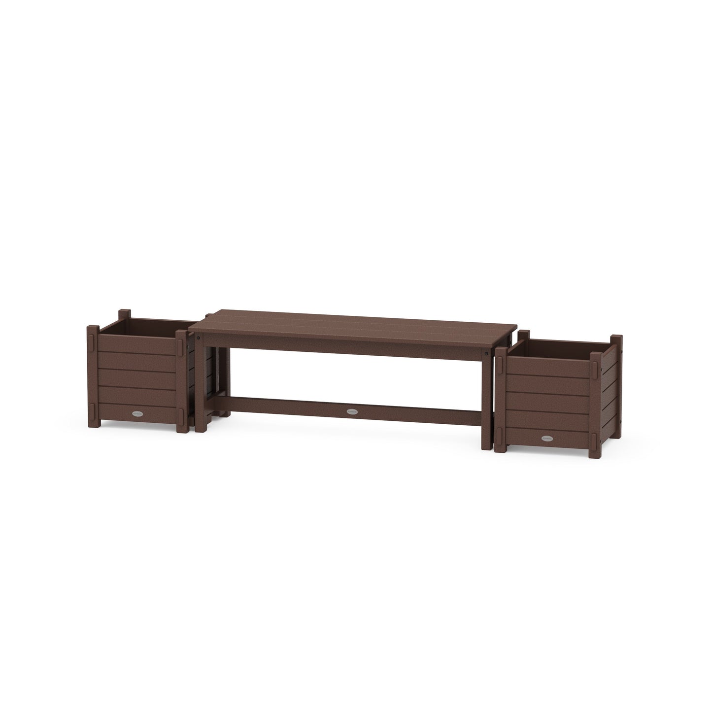 POLYWOOD 48" Nautical Straight Planter Bench Set — Mahogany