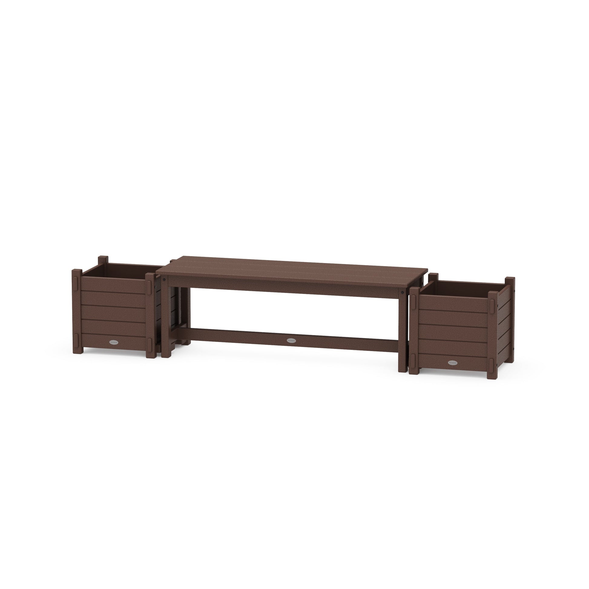 POLYWOOD 48" Nautical Straight Planter Bench Set — Mahogany